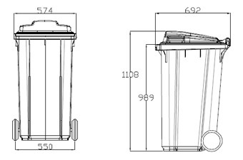 2.240公升兩輪式資源回收垃圾桶(S)