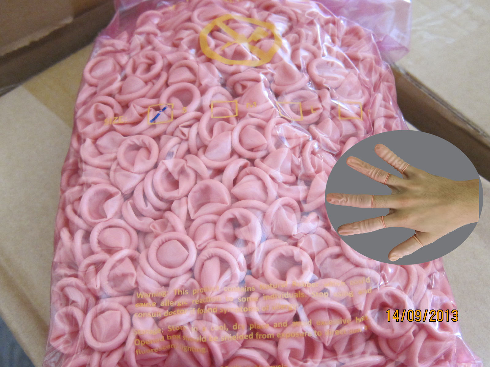 6.F-CL3AP Suzuki乳膠粉色無粉靜電指套 L