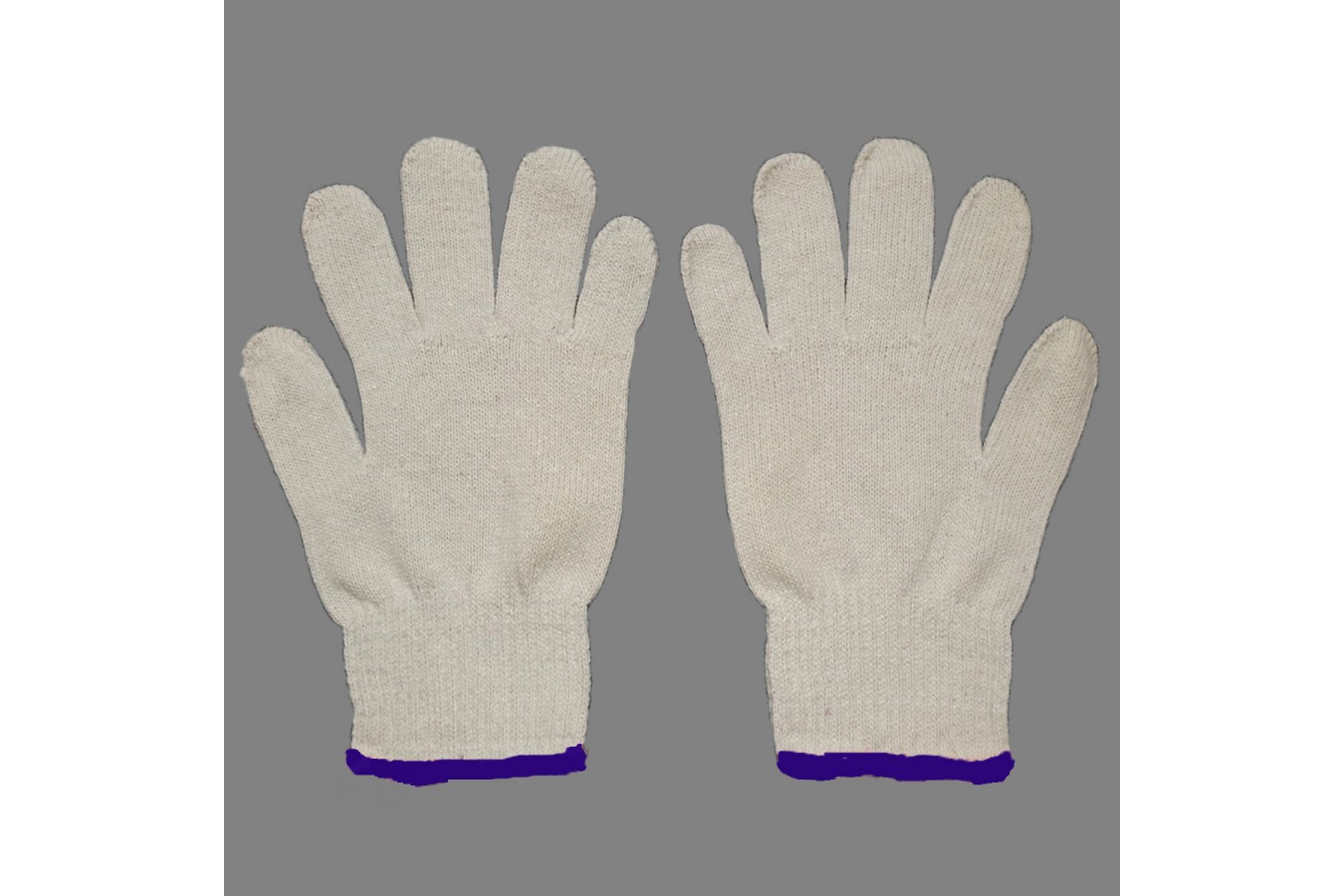 4.棉紗手套10針16兩-白(紫邊)(大)