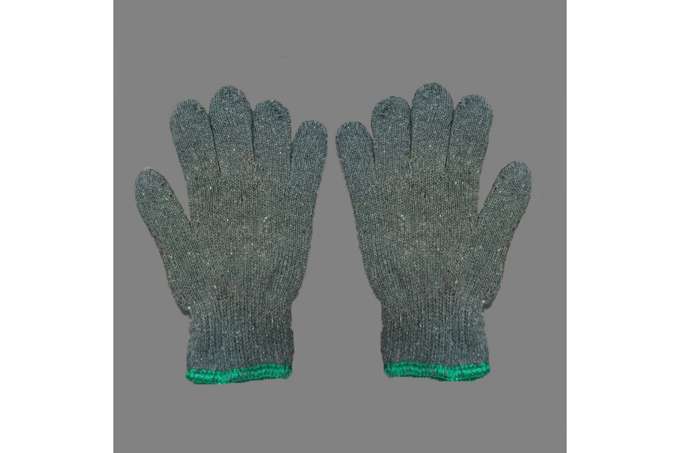 6.棉紗手套7針16兩-灰(綠邊)