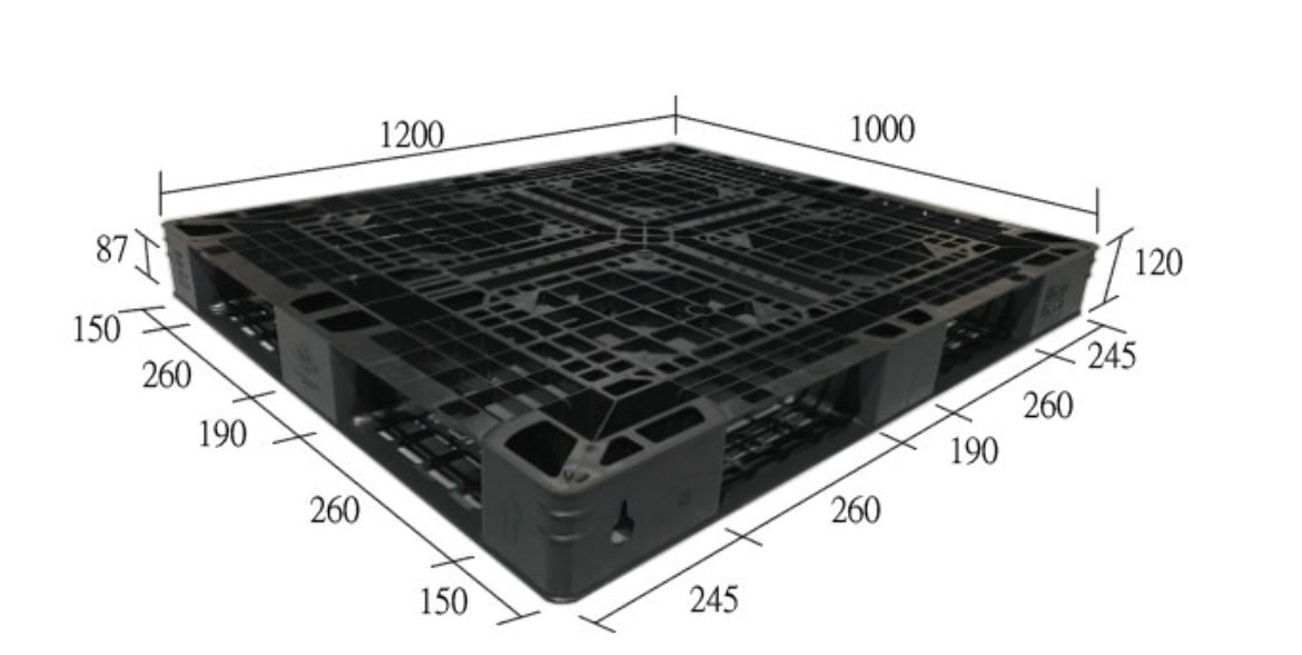 30.S-D4-1210-CE2田字型國際貨櫃標準出口專用塑膠棧板