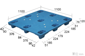5.塑膠棧板K-AA-1111(需低床型油壓車)(1100*1100)