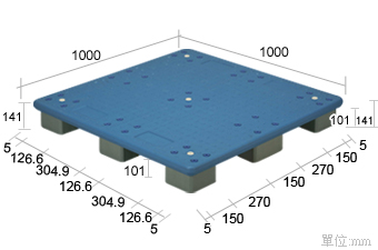 3.塑膠棧板K-CA-1010-9P(1000*1000)