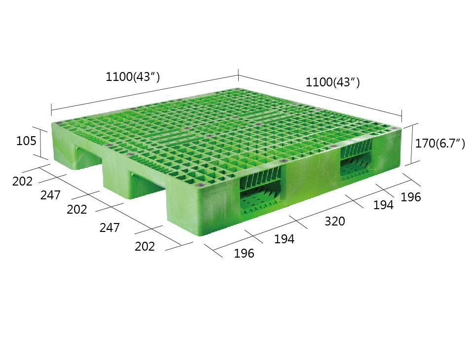 6.S-A4-1111-CX川字型高荷重塑膠棧板（川字型）